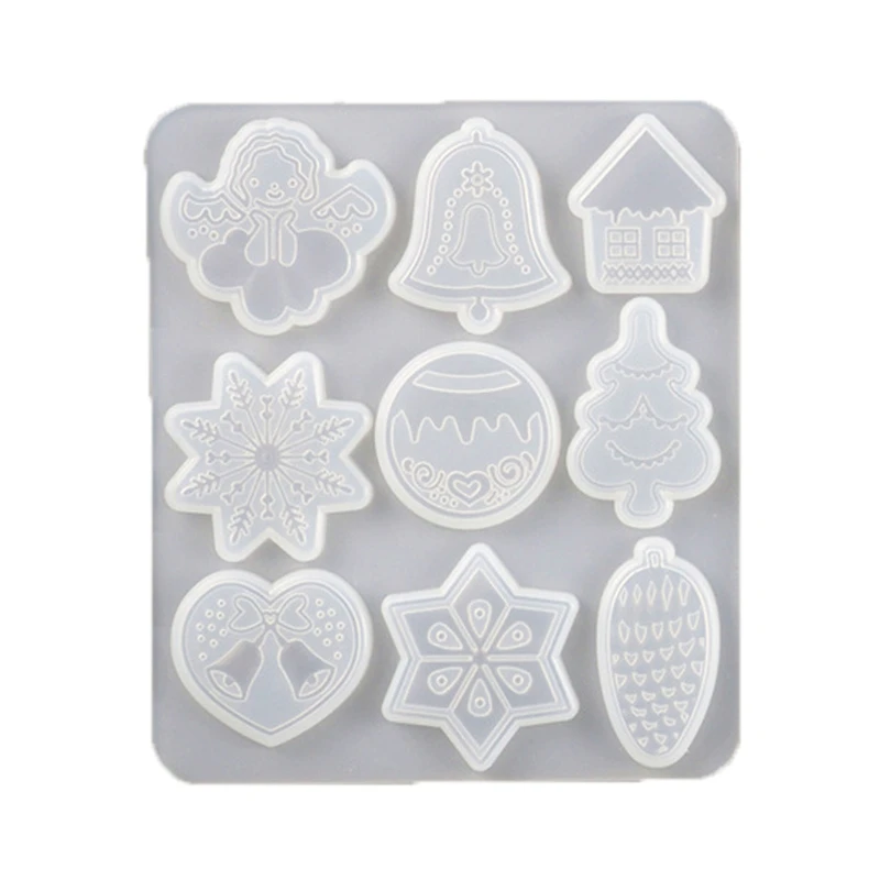 

Christmas Tree Snowflake Elk Pendant Mold Keychain Christmas Ornament Resin Mold U4LE