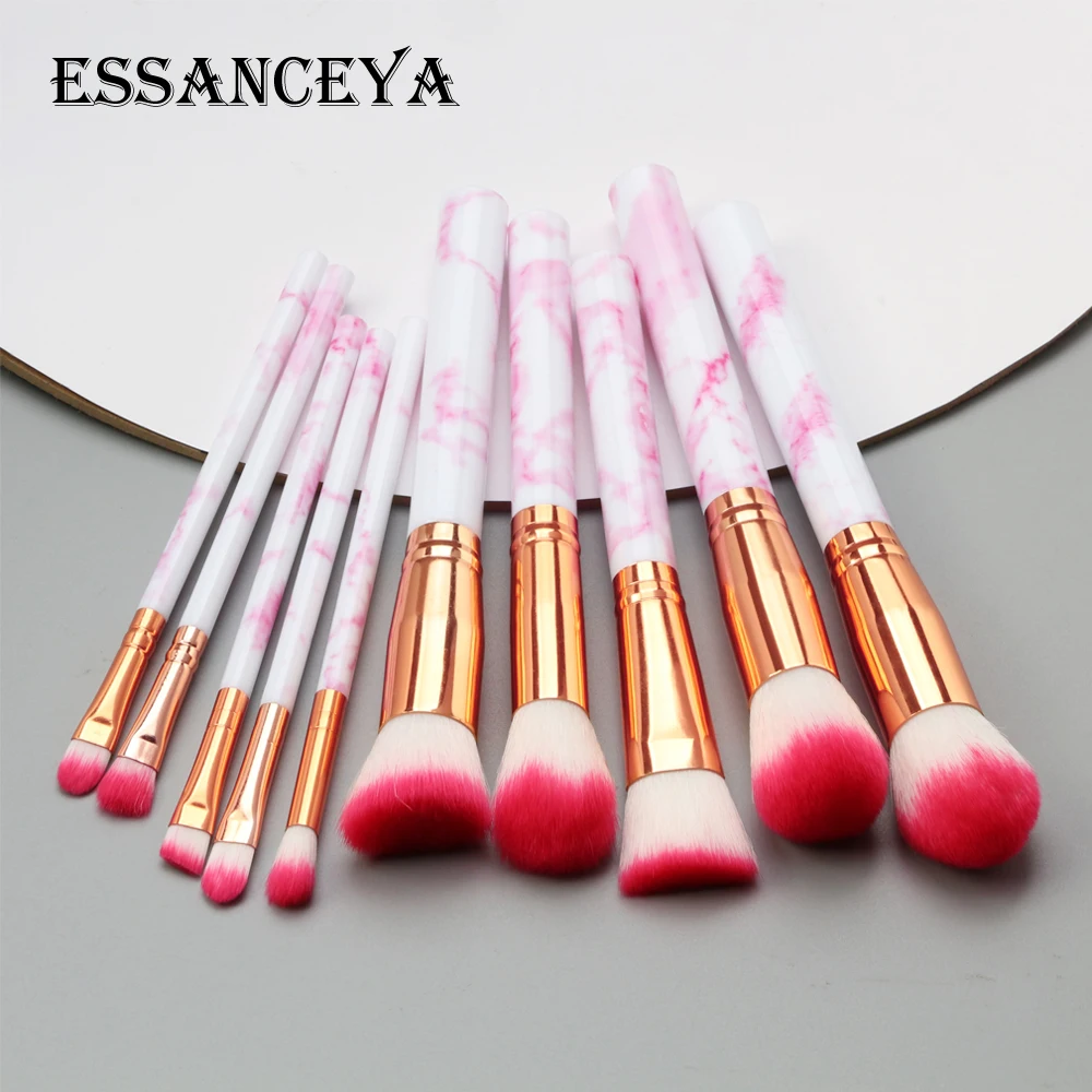 10 pcs ESSANCEYA 7/10/20 шт. Мрамор шаблон кисти для макияжа для косметики пудра основа, тени для век, набор кисточек для макияжа Красота инструменты Наборы - Handle Color: 10 pcs