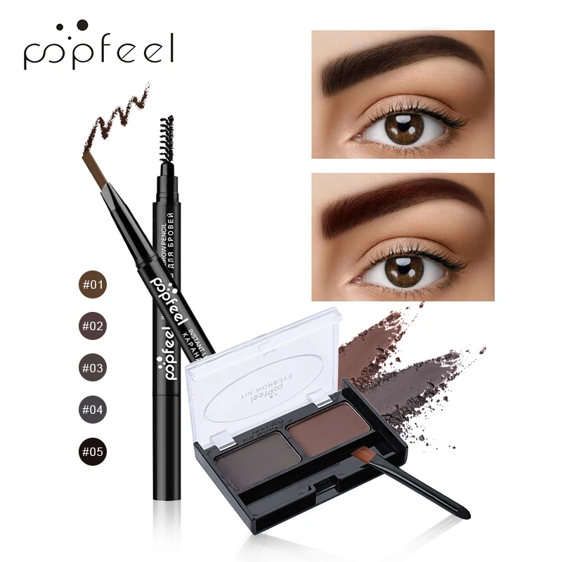 POPFEEL 5 цветов карандаш для бровей природа бровей+ Водонепроницаемый пудра для бровей макияж для глаз стойкий оттенок макияж тени для бровей Косметика