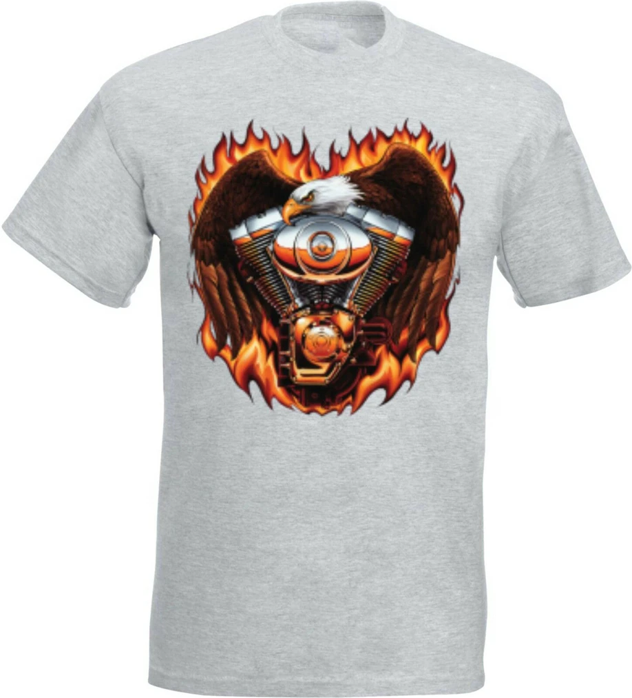 T Camiseta En Ashton Con Un Moto Chopper-Y Antiguo Escena Escuela Modelo пламя свободный размер Топ Аякс забавная