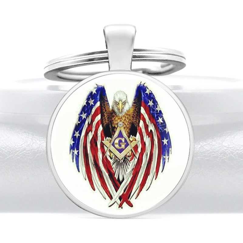Eagle & USA Flag Photo Cabochon Glass Silver Pendant Chain Necklace Jewelry