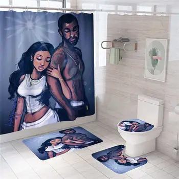 

180x180cm Bathroom Set Waterproof Shower Curtain Non-slip Mats Bath Carpets Toilet Seat Cover Lid Floor Mat Bathroom Decor