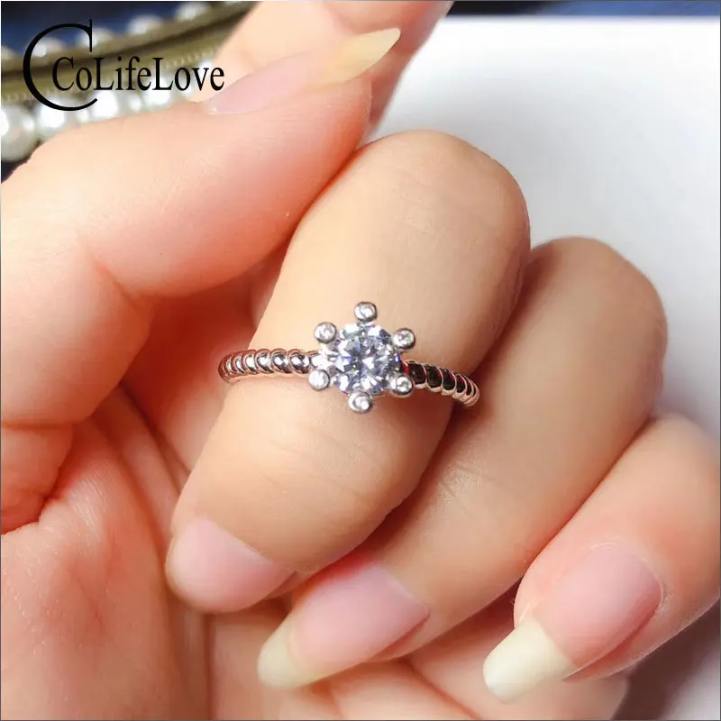 CoLife ювелирные изделия модное кольцо Moissanite 5 мм круглое 925 Серебряное обручальное