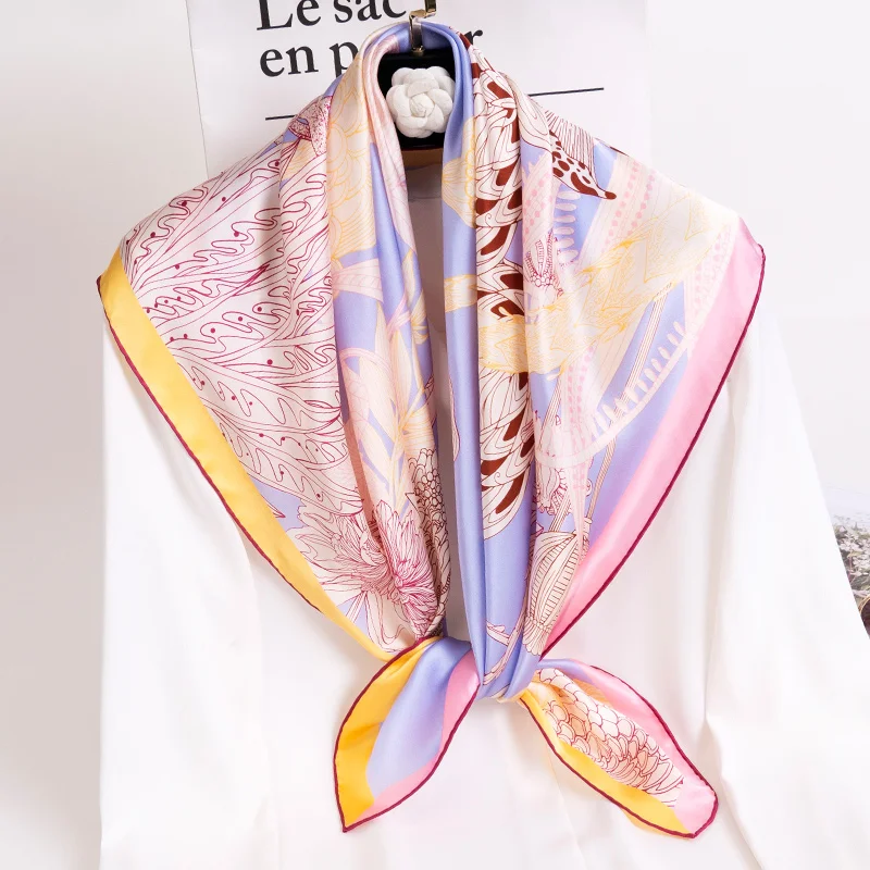 100% Pure Silk Square Scarves Women Silk Bandana Foulard Cheveux Print Headscarf Hangzhou Silk Neckscarf Echarpe Femme 88x88cm