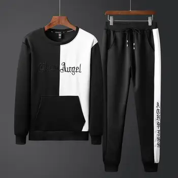 

Men's Sets Sweatpants Sweatshirt Contrast Color Sweat Suits Sets Tracksuit Male Autumn Fashion Sweatsuits Sporting Suits HX468