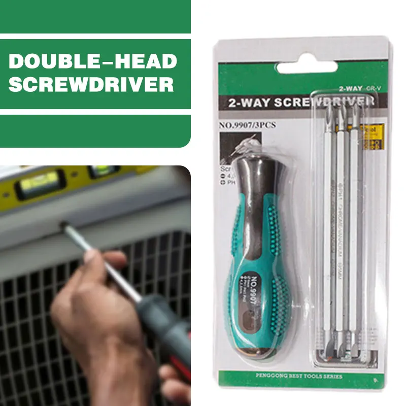Portable Dual Purpose Screwdriver Tool Accessories Home Hand Tools Chrome Vanadium Steel 1 Set Green Magnetic Connection Post