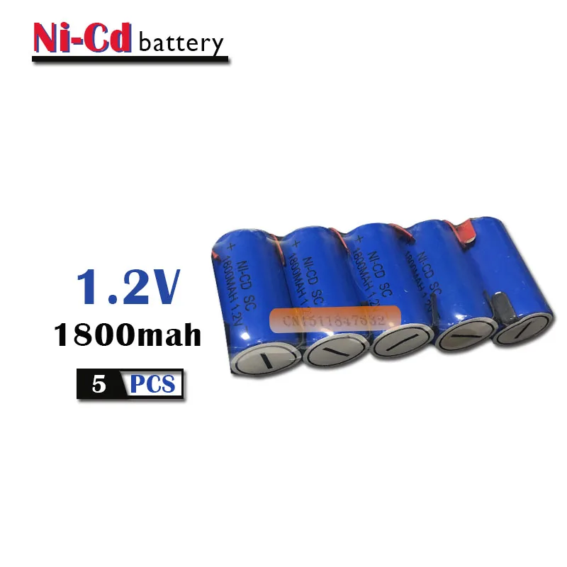 Новый 5 шт./лот высококачественный Sub C SC 1 2 V 1800mAh Ni Cd никель кадмиевый аккумулятор|sc