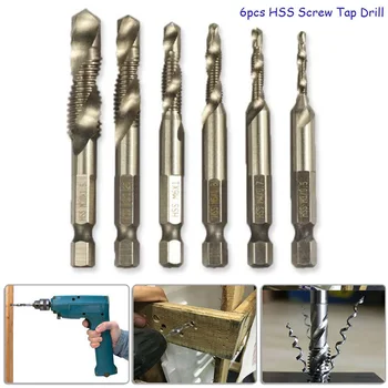 

6Pcs/SET HSS M3-M10 Metric Combination Hex Shank Deburr Drill Compound Tap Bits