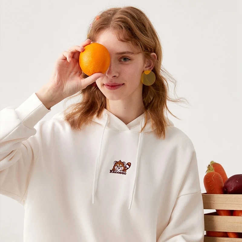 SEMIR свитер женский с капюшоном Сетка Красный Ранняя осень милый забавный короткий параграф свободный капюшон корейский с капюшоном толстовки для женщин - Цвет: white