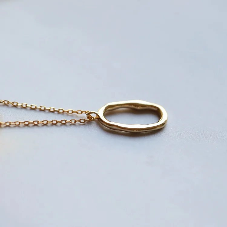 Leouerry 925 пробы серебристый неправильной формы эллиптическая Подвеска Ожерелье 14 К золото абстрактное простое дикое ожерелье для женщин хорошее ювелирное изделие - Цвет камня: Gold
