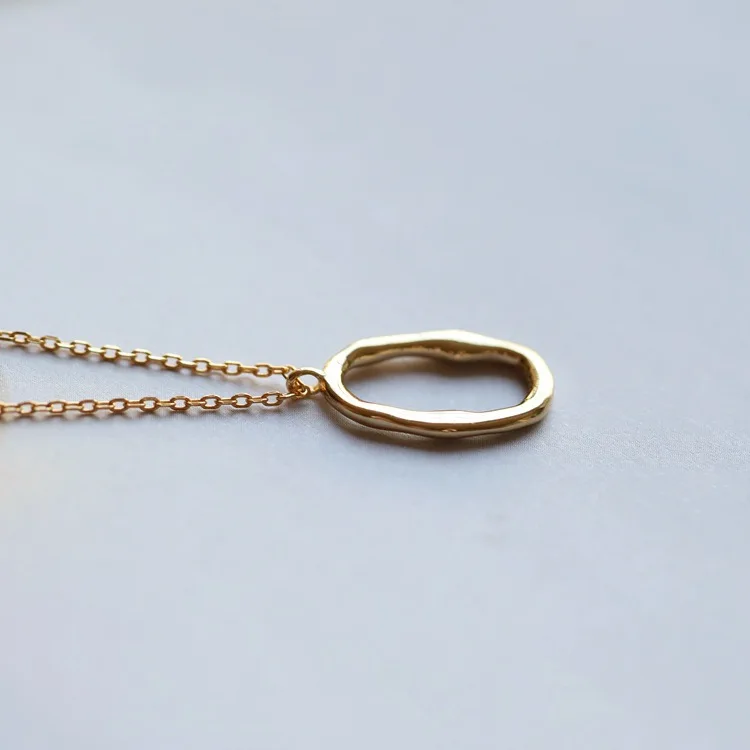 Gold Leouerry 925 пробы серебристый неправильной формы эллиптическая Подвеска Ожерелье 14 К золото абстрактное простое дикое ожерелье для женщин хорошее ювелирное изделие - Цвет камня: Gold