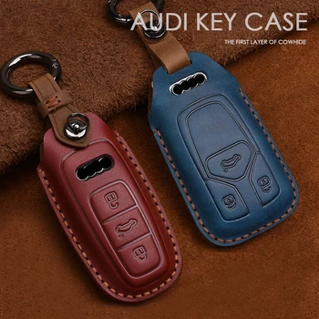 

Retro Handmade Genuine Leather Smart Car Key Cover Case Bag for Audi A4L A5 Q5L Q7 A7 A8L A6L