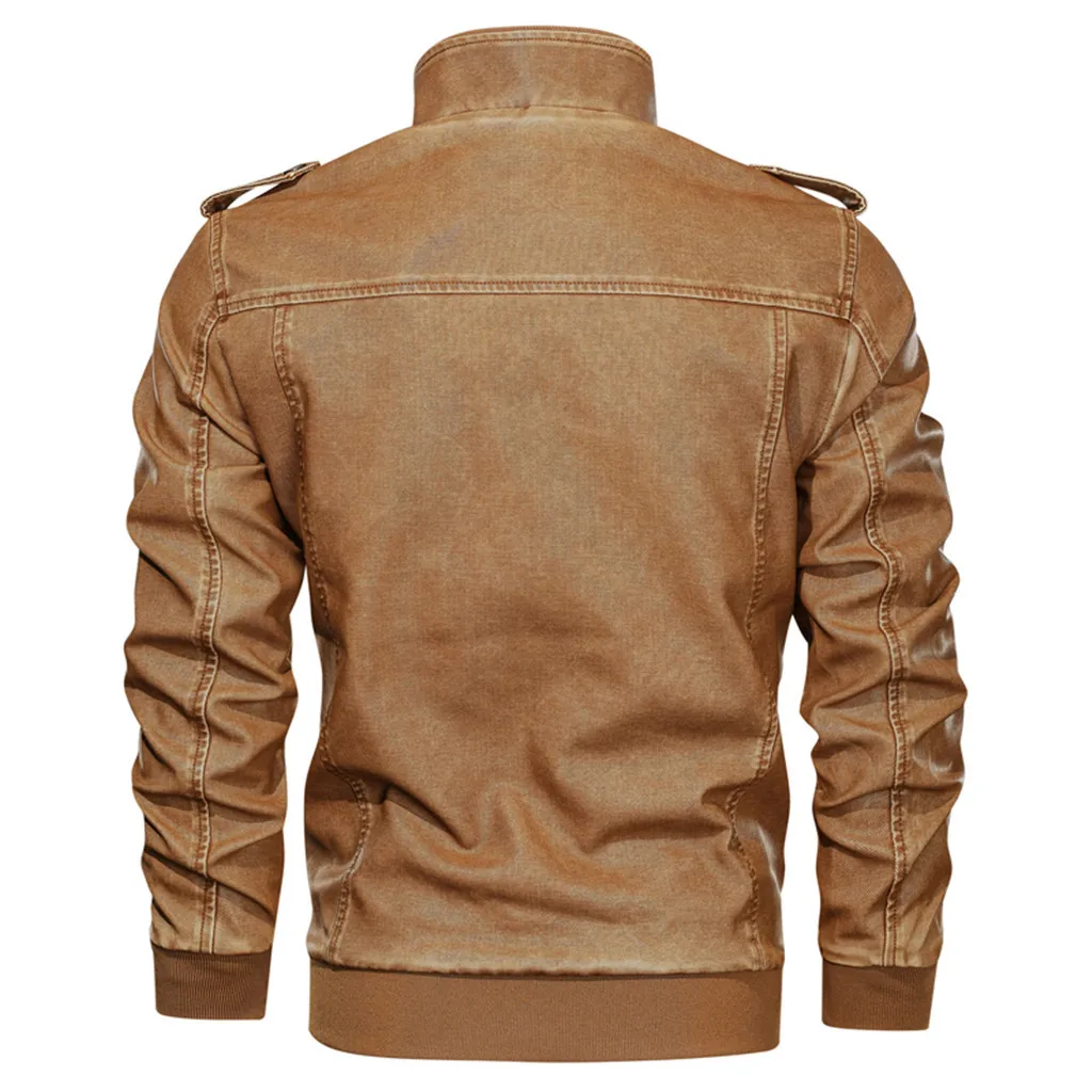 JAYCOSIN куртка мужская джинсовая куртка большого размера однотонная повседневная кожаная куртка с эффектом потертости со стоячим воротником ветровка повседневные куртки#45