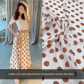 

Brand new natural linen wave dot printed customized fashion women's clothing shirt diy fabric cloth per meter for dress material