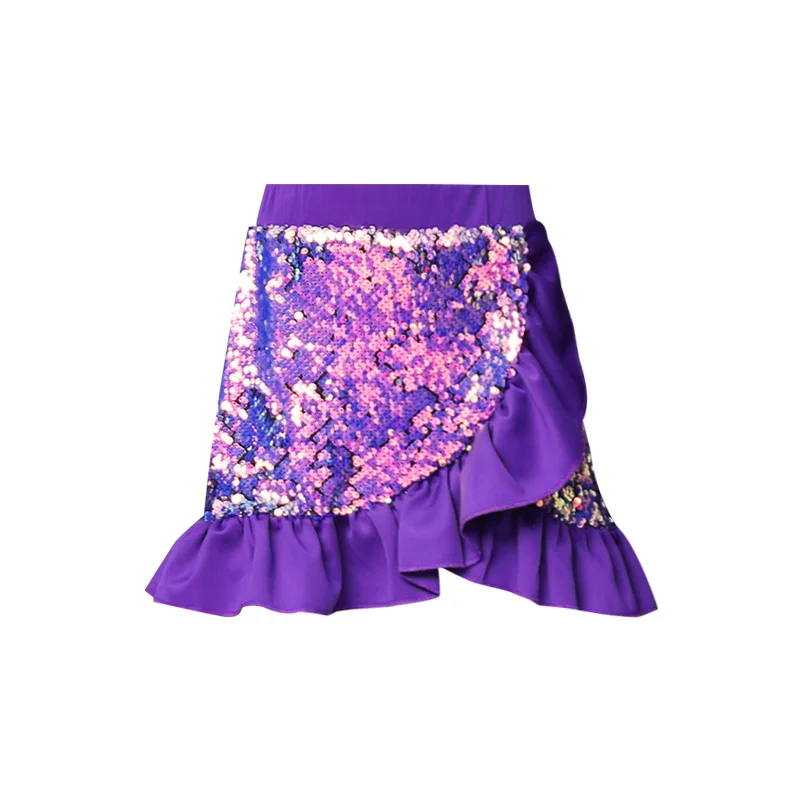 Purple skirt Одежда для джазовых танцев красная/фиолетовая одежда для подиума с длинными рукавами и блестками танцевальные костюмы в стиле хип-хоп детская одежда для бальных танцев DQL2956 - Цвет: Purple skirt