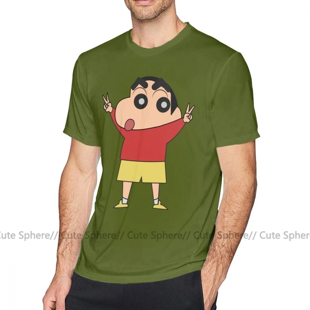 Футболка Shin Chan, футболка Shin Chan For President, футболка с коротким рукавом большого размера, хлопковая Милая повседневная мужская футболка с принтом - Цвет: Army Green