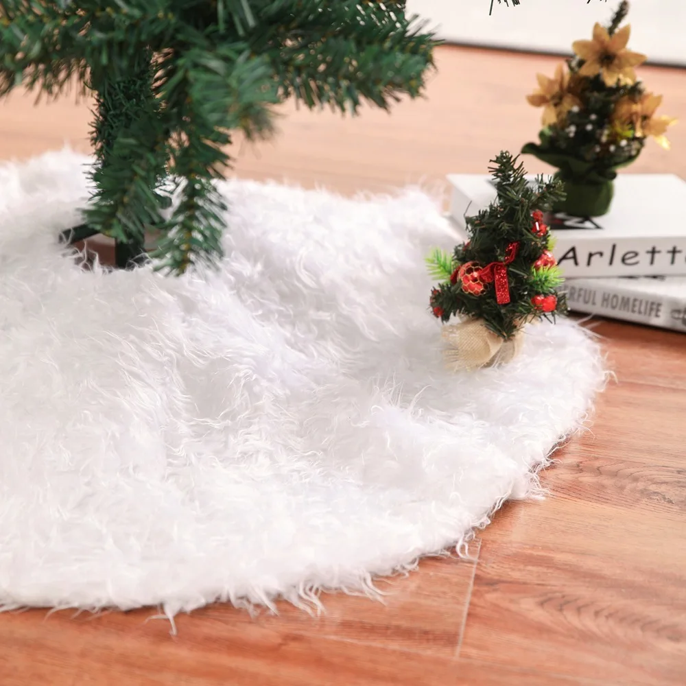 Белая Рождественская елка, юбки, роскошный искусственный мех, Рождественский Декор, украшение для дома, 78 см, 122 см