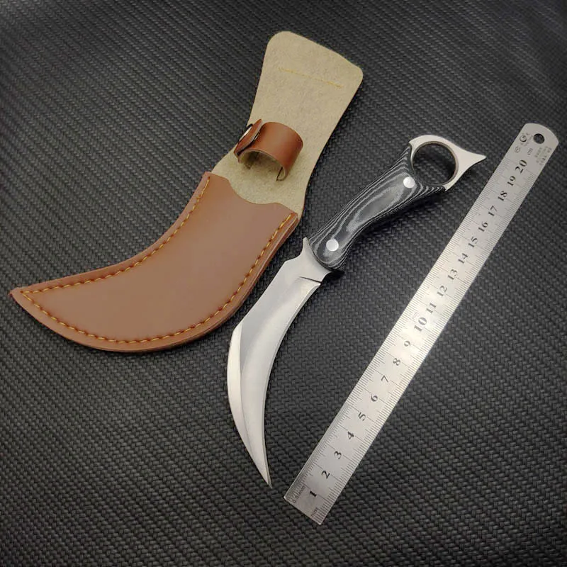 SK003 тактический нож Karambit из нержавеющей стали с фиксированным лезвием и кожаной