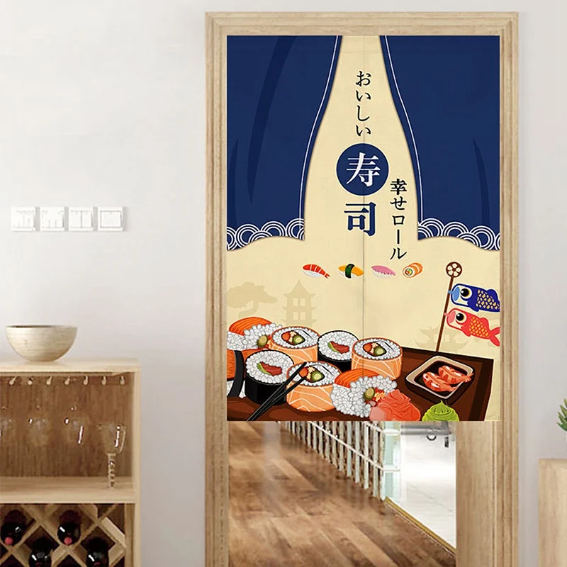 Japanese Scenic Door Curtains Split Style Noren for Bedroom Kitchen Entrance Partition Restaurant Shop Hanging Short Curtain