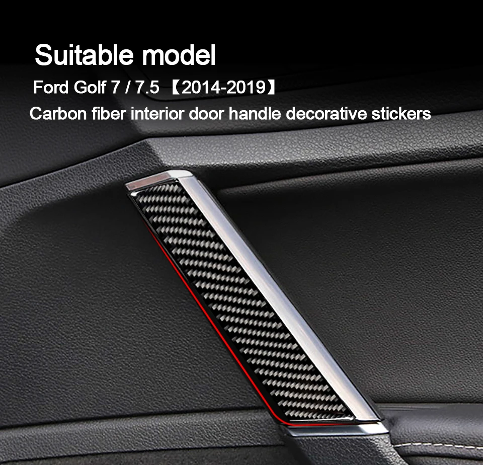Декоративная наклейка на дверную ручку из углеродного волокна для Volkswagen Golf, декоративная лента,-, автомобильные аксессуары для стайлинга автомобилей
