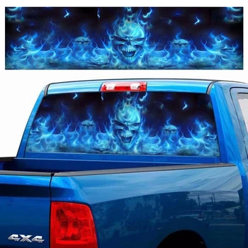 

Reliable Vehicle Rear Window Sticker Burning Skull Tint Graphic Decal Wrap Back Truck Car Sticker Flaming Skull Rear Window