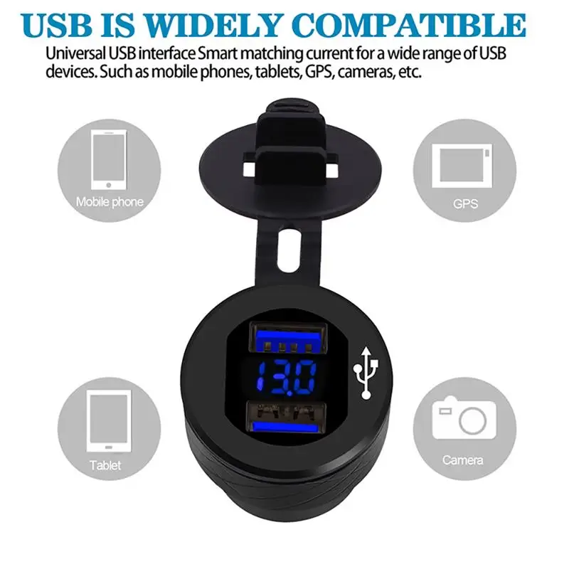 AOZBZ светодиодный дисплей QC3.0 двойной USB Автомобильное зарядное устройство для мотоцикла штекер автомобильный прикуриватель адаптер безопасная быстрая зарядка