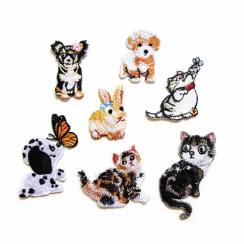 

New Kawaii Cats Embroidered Patch Iron on Kids Cute Dog Rabbit Animals Appliqued Sew Stickers for Clothes DIY Apparel Accessory