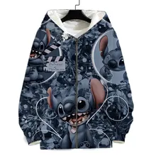 Boy Girl Kids Sweatshirt Disney Cartoon Anime Lilo & Stitch 3D Print Women Oversized Hoodies Zipper Spring Men's Jacket