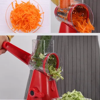 

New Food Slicer Manual Hand Speedy Safe Vegetables Chopper Cutter with 3 Cylindrical Stainless Steel Blades for mom