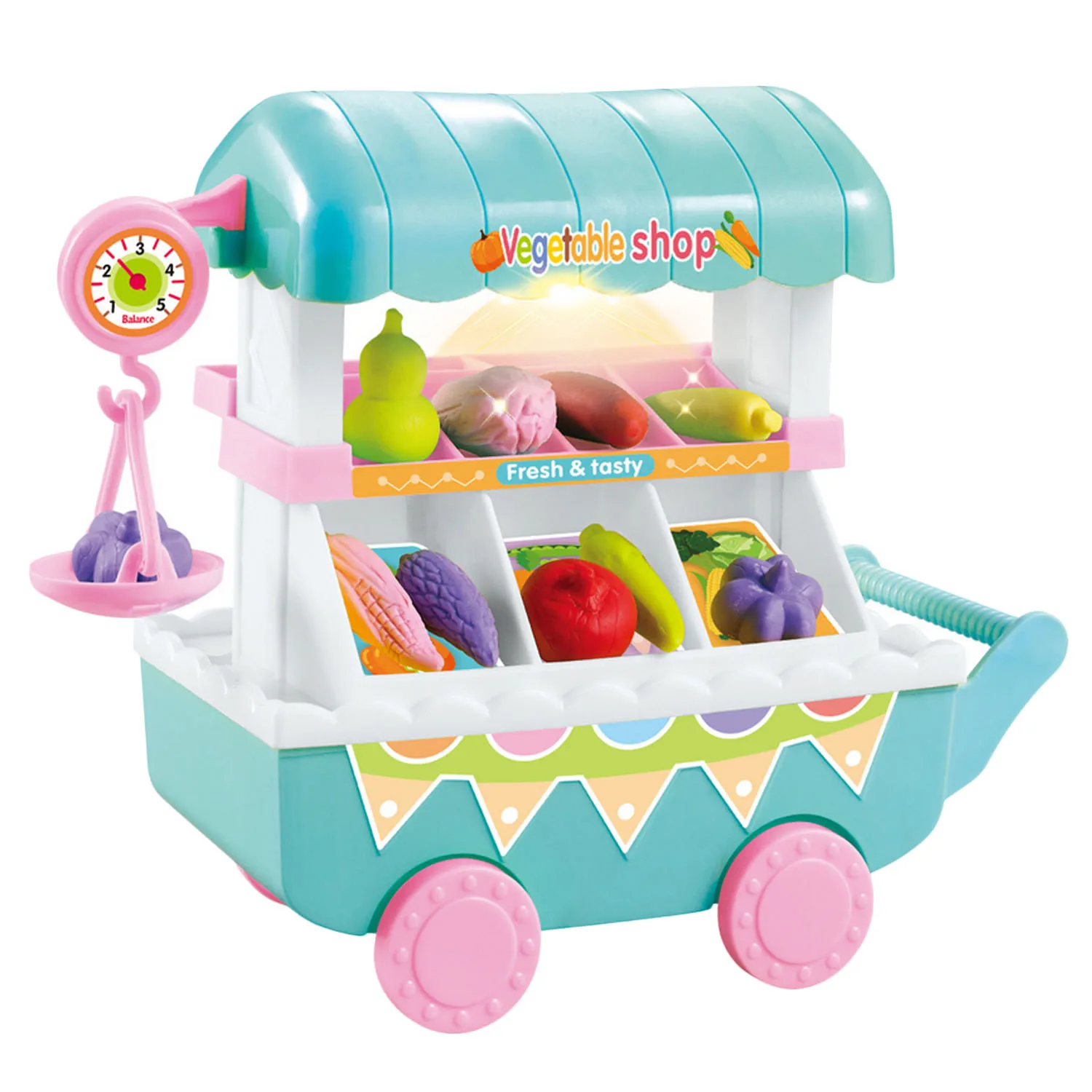Забавная корзина для покупок, игрушечная мини-игрушка для еды, овощей, фруктов, магазин, тележка с светодиодный светильник, музыка, ролевые игры, продукты, игрушки