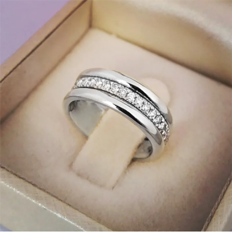 Модное свадебное женское кольцо простые кольца на палец со средним выложенным