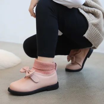 

Winter New Kids Princess Boots Baby Girls Bow Shoes Children Soft Ankle Boots Toddler Pink Brand Boots Dance Fashion Sweet Shoes
