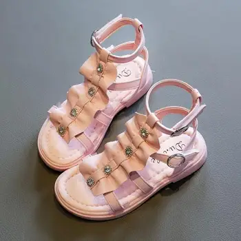 

Girls Gladiator Sandals New Summer High Boots For Girls Pu Leather Fashion Princess Sandals With Ruffle Students Shoes For Girl