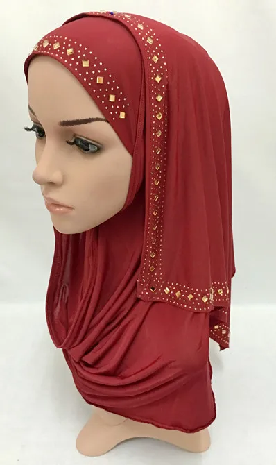 Fashion Rhinestone Women Lady Muslim Wrap Style Hijab Islamic Scarf Arab Shawls Headwear