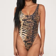 Леопардовый Цельный купальник, женский купальник с v-образным вырезом, женский купальник с открытой спиной, купальный костюм, одежда для плавания, монокини для женщин