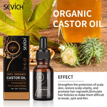 100% Pure Organic Castor Oil Hair Growth Essential Oil with Brushes Anti Hair Loss Treament Fast Growth Essence Sevich 15ml 1