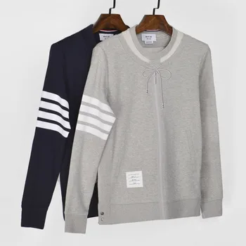 

2020 Fashion TB THOM Brand Clothing Personality Bow Embroidery Cotton jacket Men Sweatshirts O-Neck Slim Casual Sportswear Coat