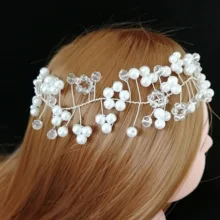 Роскошная серебряная металлическая Корейская жемчужная свадебная тиара, великолепная кристальная Свадебная расческа, повязки на голову для подружки невесты, головной убор, аксессуары