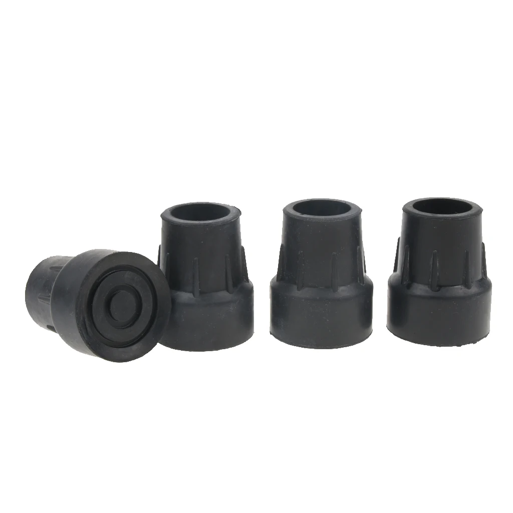 4Pcs Outdoor Sports Anti-Slip Rubber Hiking Trekking Pole Cane Replacement Caps Tips End for 25mm Walking Stick