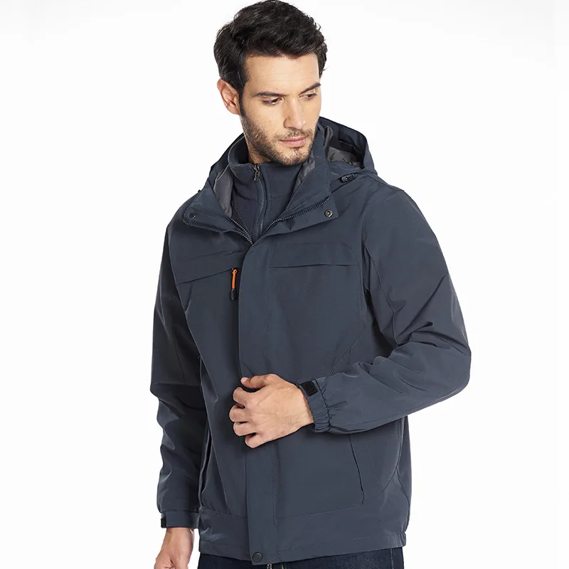 

Three-in-One Raincoat Jacket Customizable Logo Autumn And Winter Windproof Waterproof Work Clothes Fleece Inner Wearing Cold-Pro
