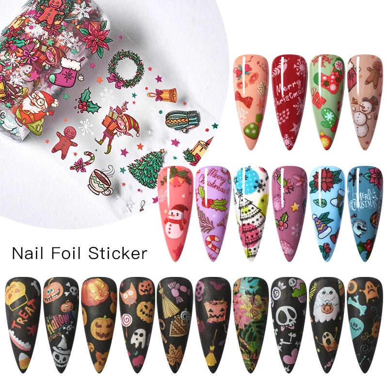 

10Pcs/box Christmas Series Nail Art Water Transfer Stickers Decals Halloween Nail Art Sticker DIY Manicure Accessory