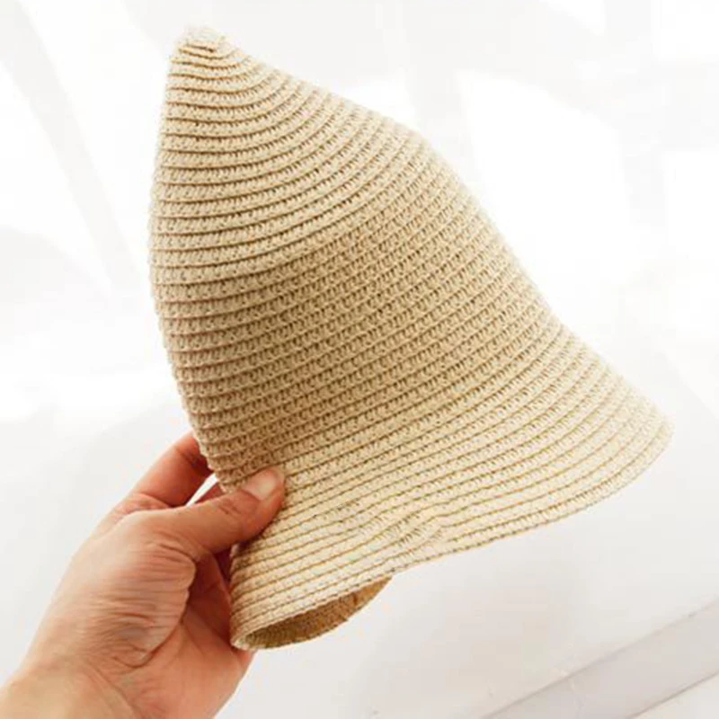 Parent-child Summer Women's Sun Hat Bucket cap beige lace Bowknot Flowers Ribbon Flat top Straw Hat Beach Caps Panama sun hat sun protection hat