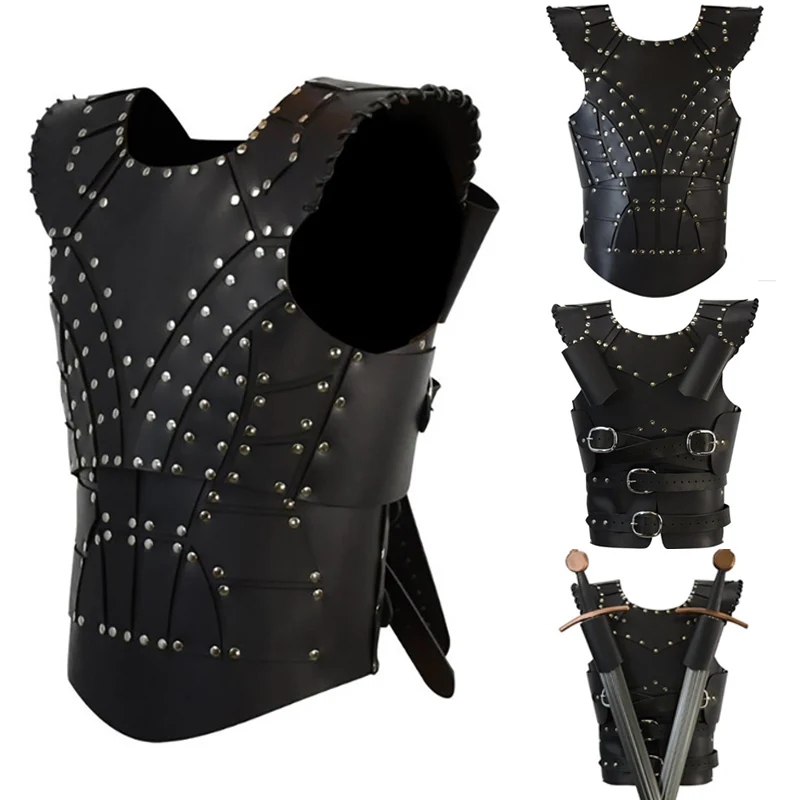 Нагрудный доспех из средневековой кожи Cuirass Dark Rogue Warrior костюм жилет без рукавов