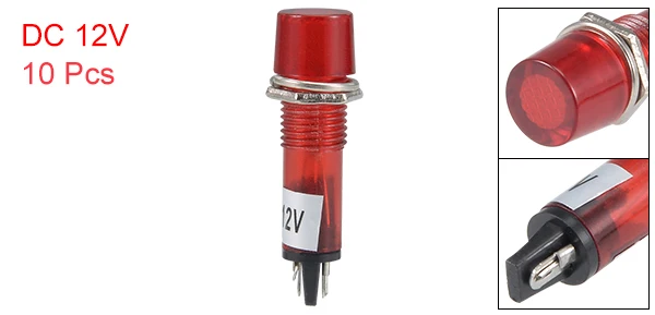 Red DC 12V 10Pcs Uxcell индикатор сигнала с возможностью установки на приборную панель Световые индикаторы DC 12V 24V AC 220V светодиодный лампы XD10-3 красный зеленый Панель крепление 10 мм 2/5" - Цвет: Red DC 12V 10Pcs