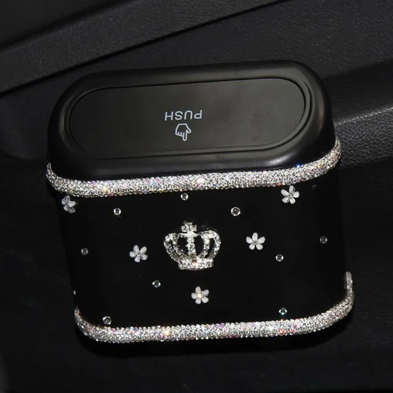 

Diamond Multifunctional Car Sundries Storage Box Door Hanging Mobile Phone Storage Car Trash Can