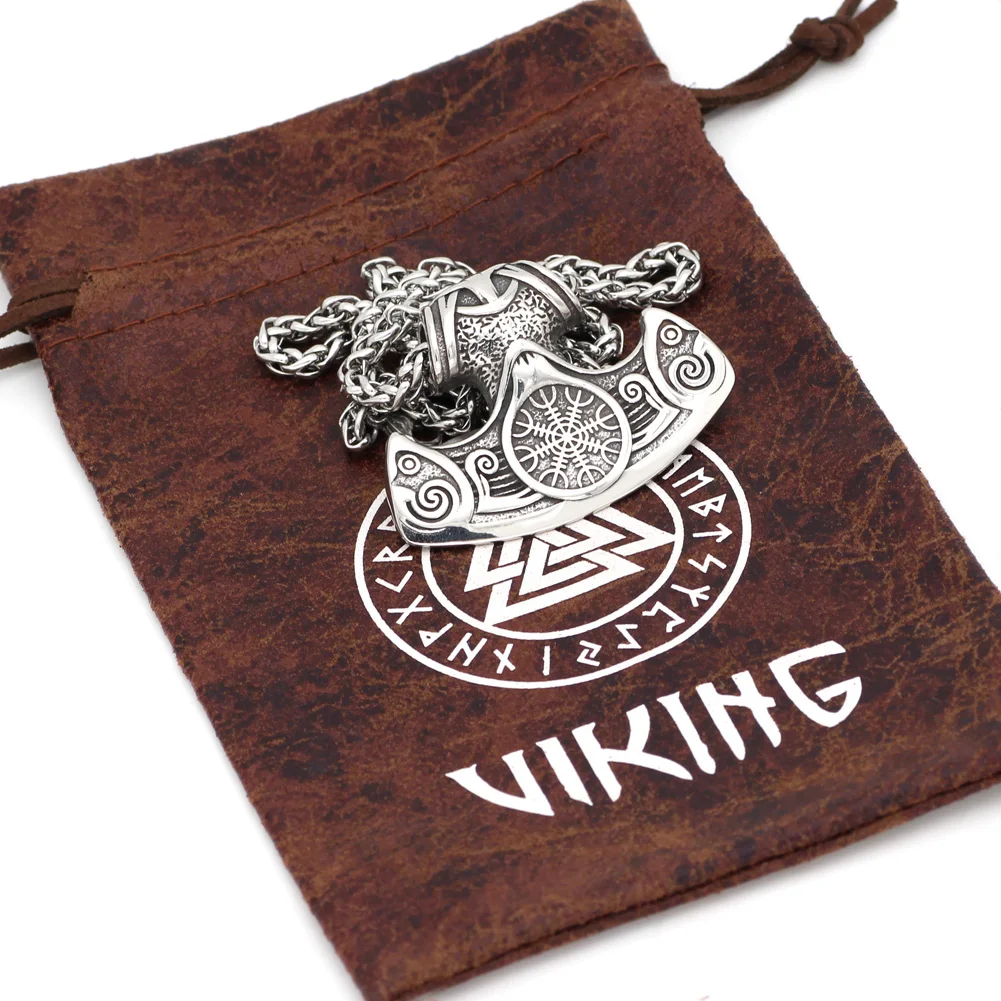 Мужская подвеска в виде топора из нержавеющей стали mamen viking vegvisir amulet|Ожерелья с