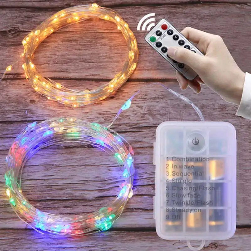 

5m/10m Outdoor Waterproof LED Copper Wire String Lights Remote Control Timer Battery USB Garden Light Party Decoration