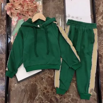 

2020 New Autumn Winter Kids Green Clothing Set Brand Toddler Girls Boys Kids Clothing set Causal Brand 100-150CM