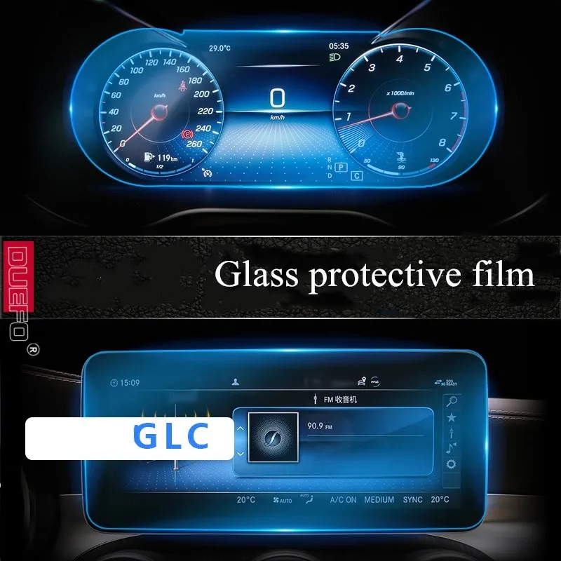 

Car Navigation GPS Monitor Screen Protective Glass Tempered Dashboard Film Sticker For Mercedes-Benz GLC X253 C253 2015-2020