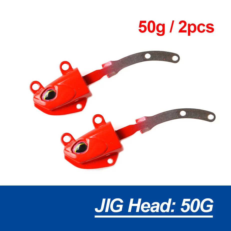 Red Head 50g TOMA Bass Lure Black Minnow Inter-change-able Soft Body VIB 14g 21g 35g 50g Fast Sinking Fishing Lure Jig Head Soft Bait - Цвет: Red Head 50g
